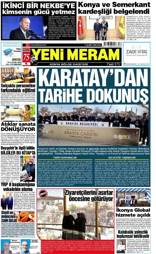 11 Şubat 2025 Yeni Meram Gazetesi
