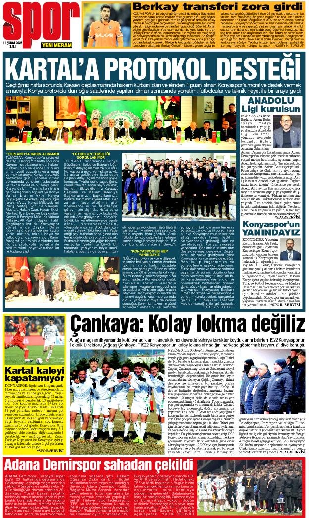 11 Şubat 2025 Yeni Meram Gazetesi
