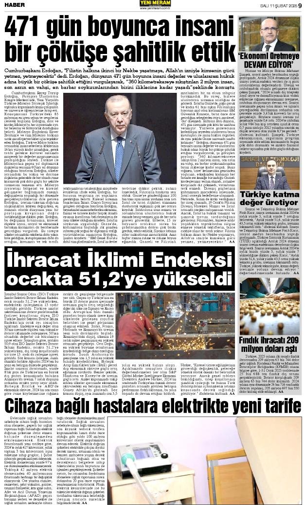 11 Şubat 2025 Yeni Meram Gazetesi
