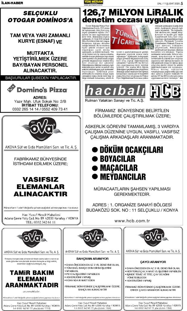 11 Şubat 2025 Yeni Meram Gazetesi
