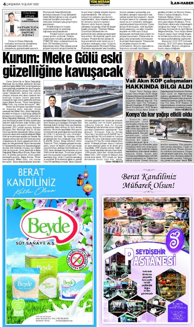 12 Şubat 2025 Yeni Meram Gazetesi
