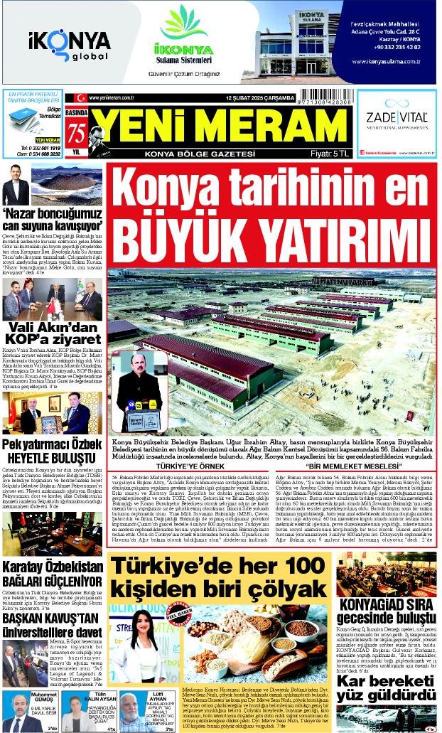 12 Şubat 2025 Yeni Meram Gazetesi
