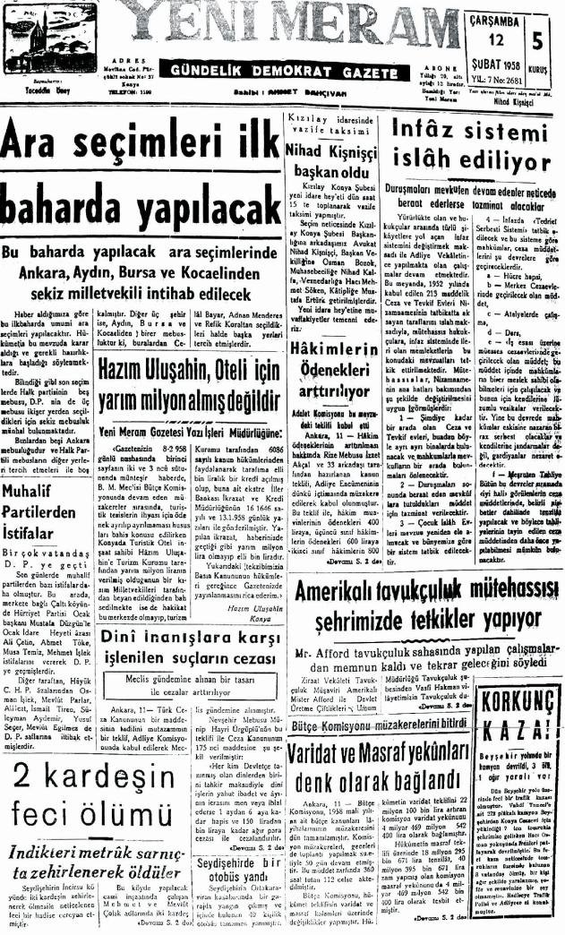 12 Şubat 2025 Yeni Meram Gazetesi
