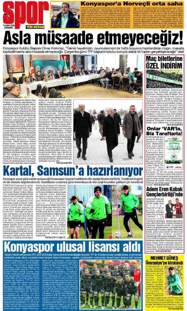 12 Şubat 2025 Yeni Meram Gazetesi
