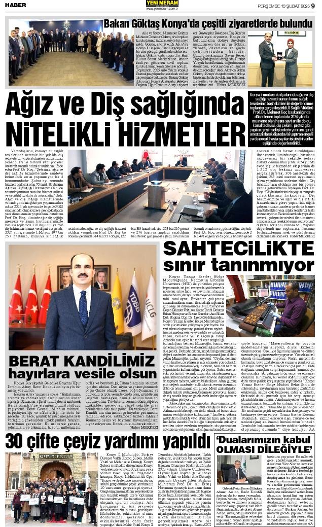 13 Şubat 2025 Yeni Meram Gazetesi
