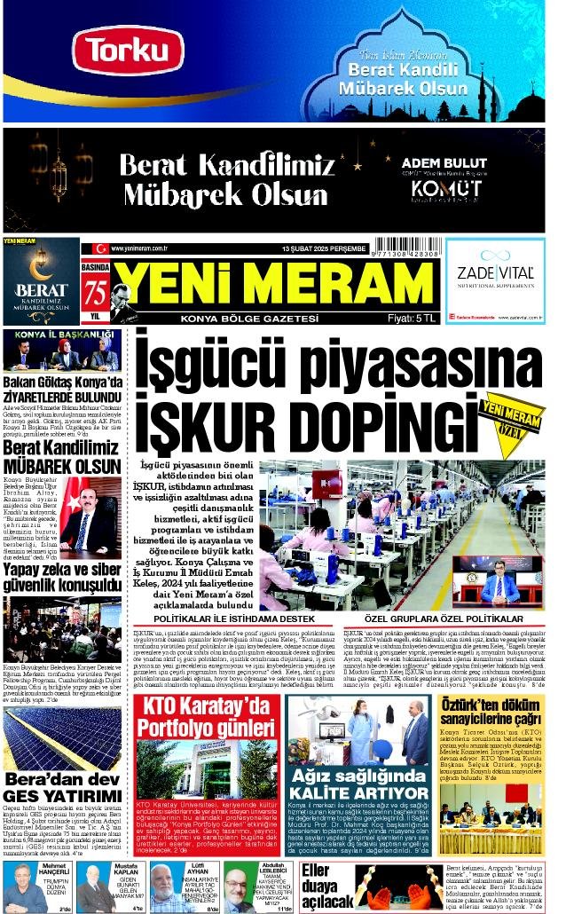 13 Şubat 2025 Yeni Meram Gazetesi
