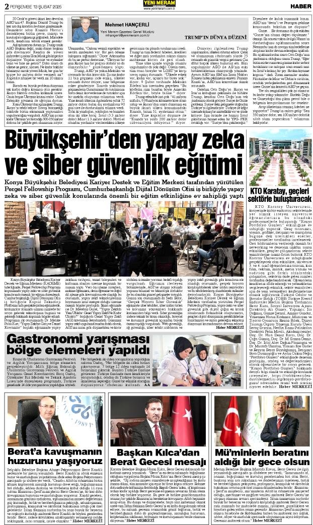 13 Şubat 2025 Yeni Meram Gazetesi
