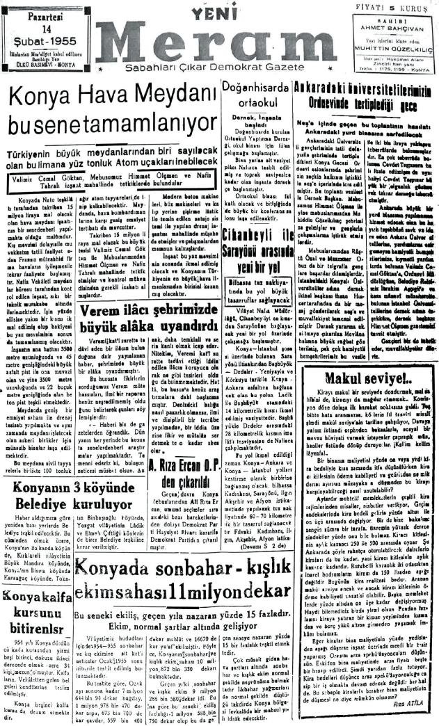 14 Şubat 2025 Yeni Meram Gazetesi
