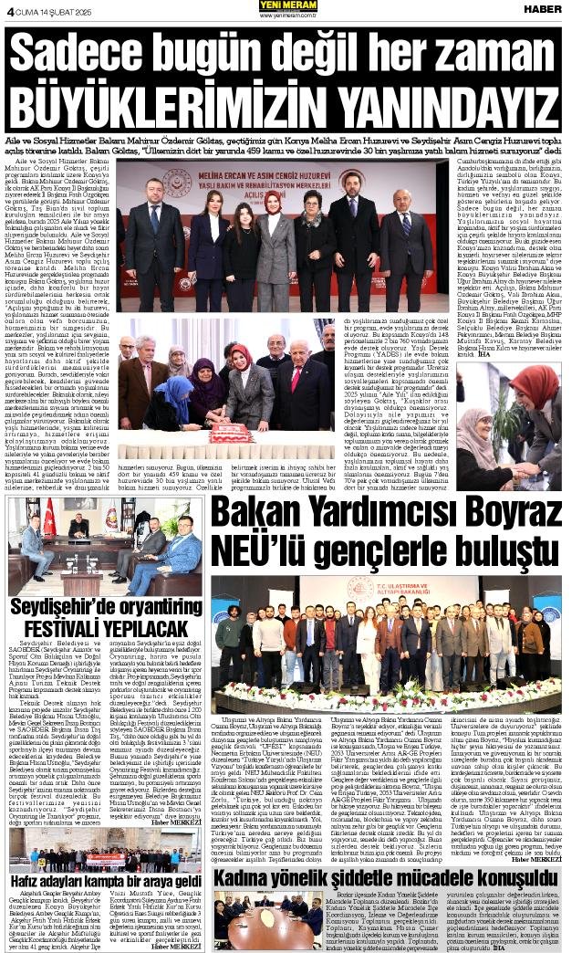 14 Şubat 2025 Yeni Meram Gazetesi
