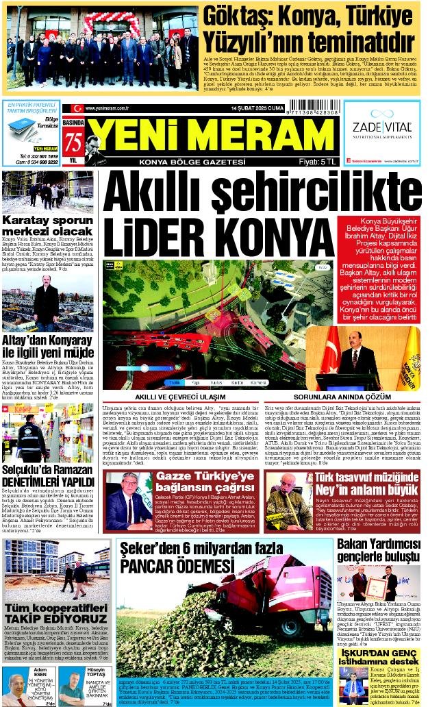 14 Şubat 2025 Yeni Meram Gazetesi
