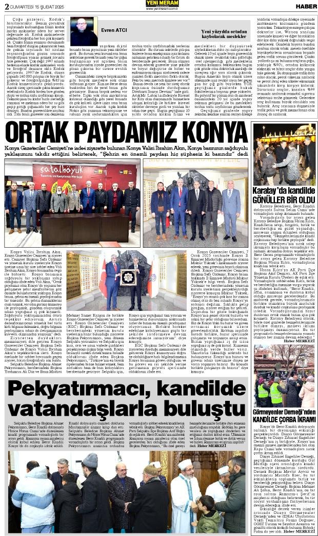 15 Şubat 2025 Yeni Meram Gazetesi