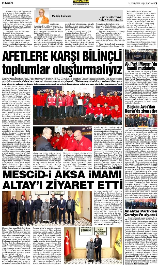 15 Şubat 2025 Yeni Meram Gazetesi