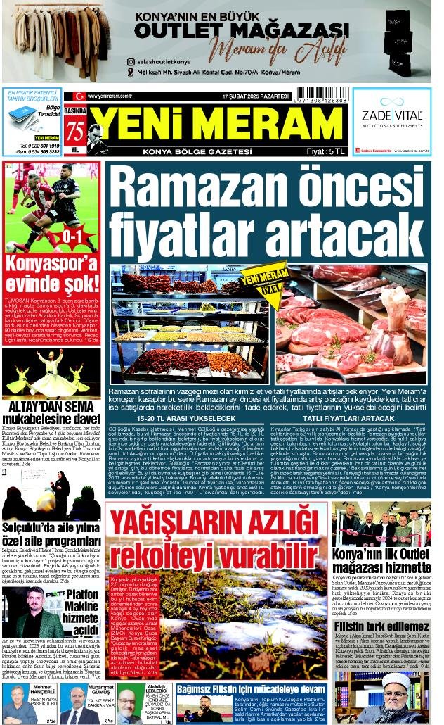 17 Şubat 2025 Yeni Meram Gazetesi
