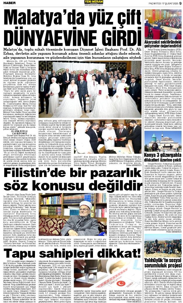 17 Şubat 2025 Yeni Meram Gazetesi
