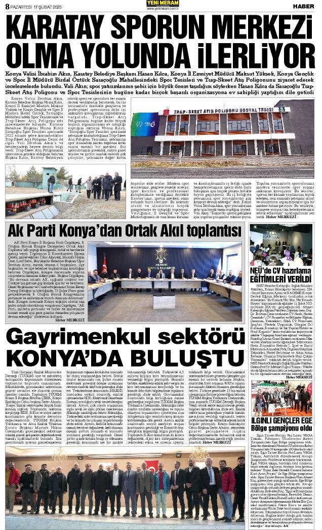 17 Şubat 2025 Yeni Meram Gazetesi
