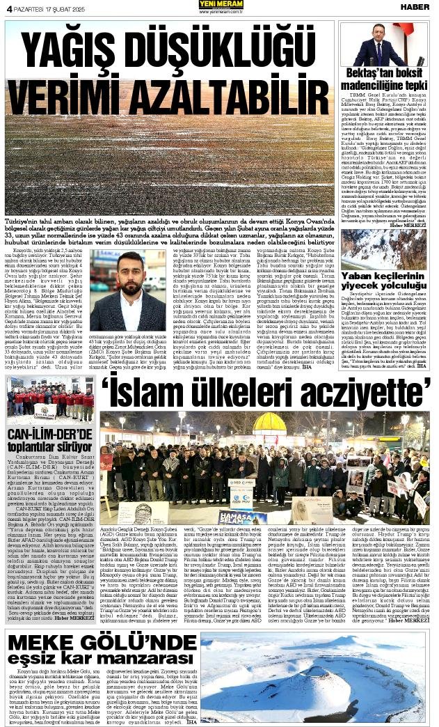 17 Şubat 2025 Yeni Meram Gazetesi
