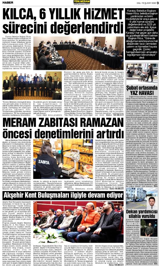 18 Şubat 2025 Yeni Meram Gazetesi
