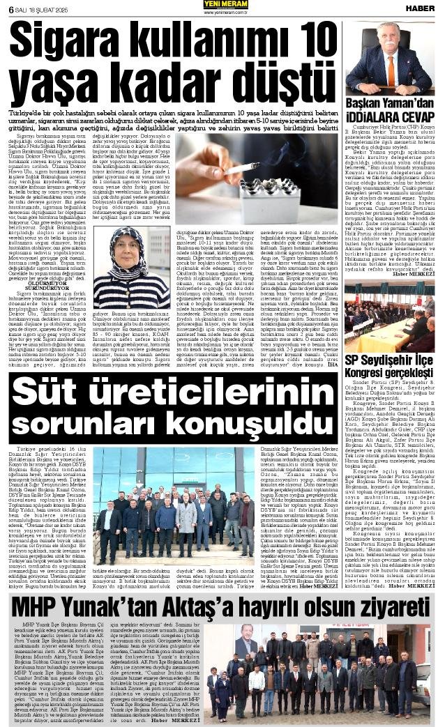 18 Şubat 2025 Yeni Meram Gazetesi
