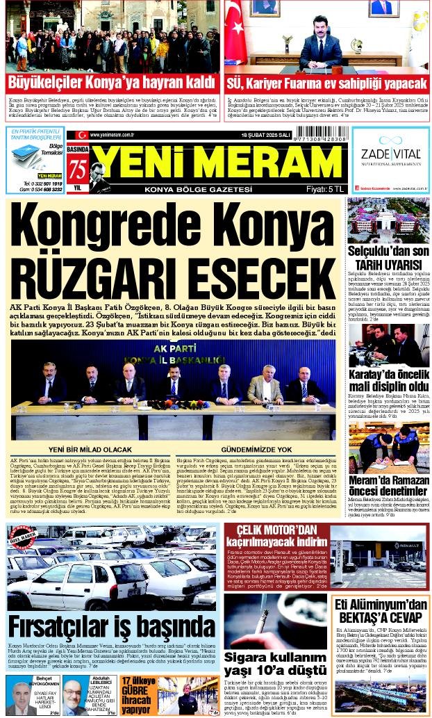 18 Şubat 2025 Yeni Meram Gazetesi
