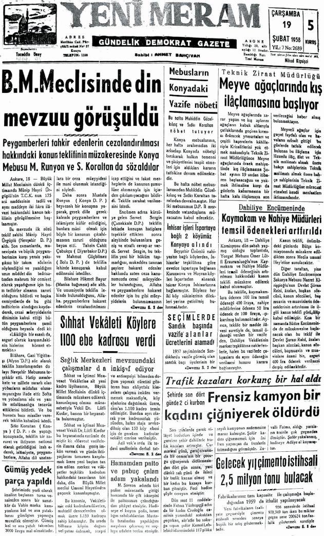 19 Şubat 2025 Yeni Meram Gazetesi
