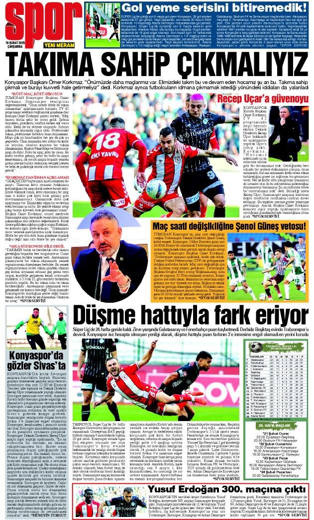 19 Şubat 2025 Yeni Meram Gazetesi
