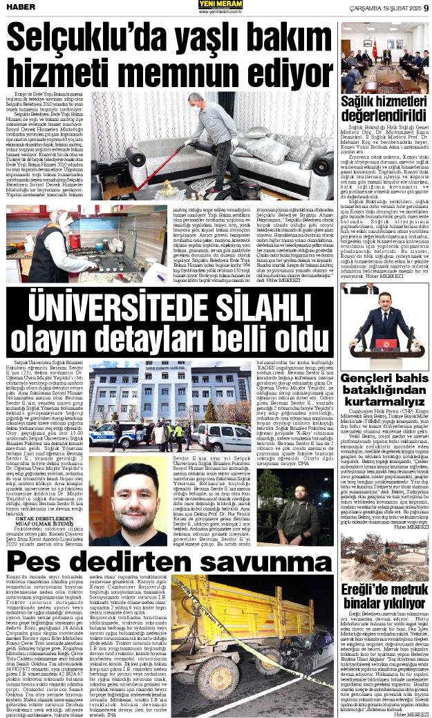 19 Şubat 2025 Yeni Meram Gazetesi
