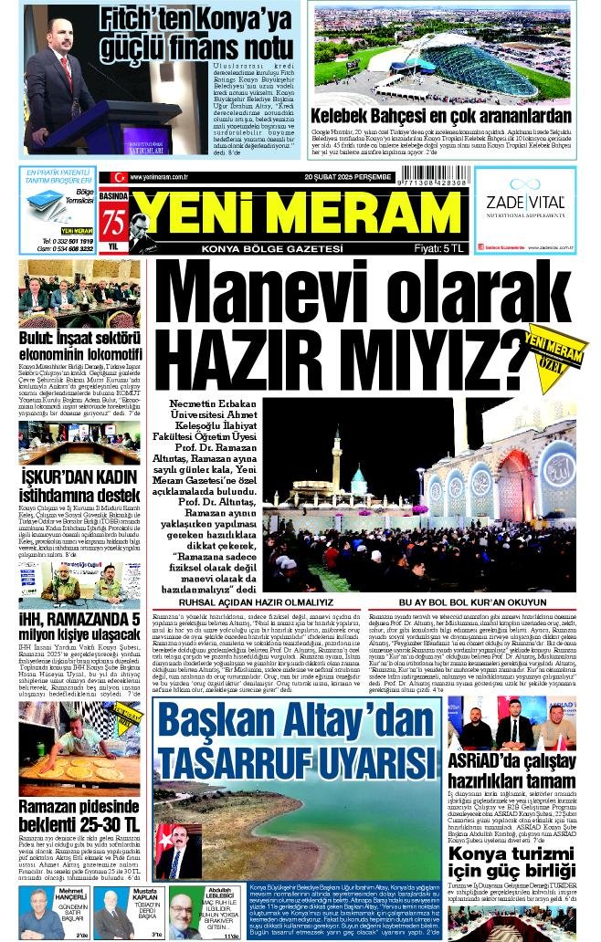 20 Şubat 2025 Yeni Meram Gazetesi
