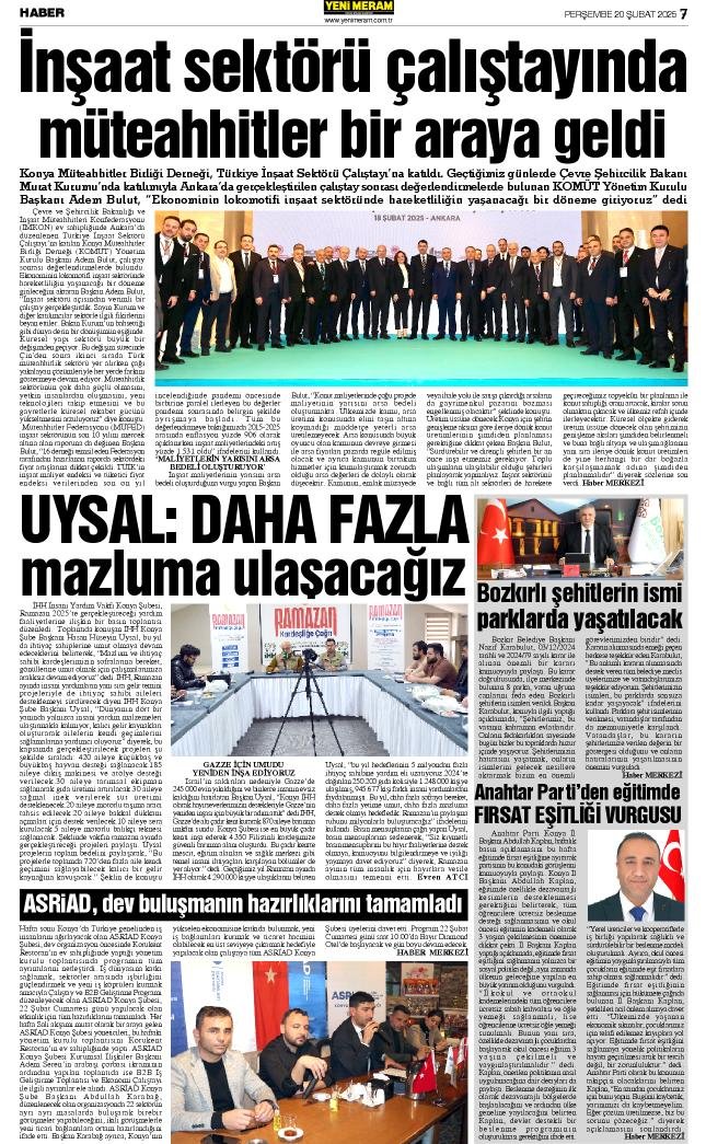 20 Şubat 2025 Yeni Meram Gazetesi
