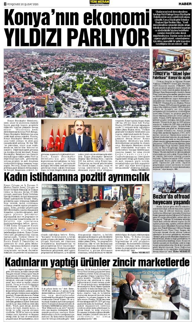 20 Şubat 2025 Yeni Meram Gazetesi
