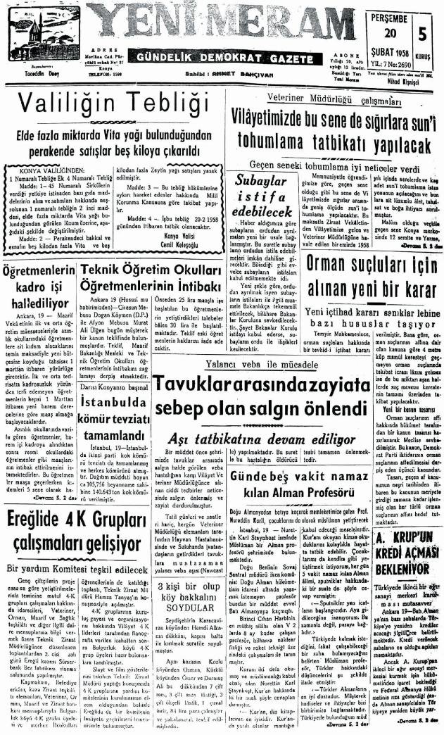 20 Şubat 2025 Yeni Meram Gazetesi
