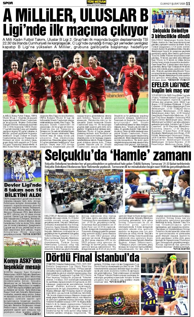 21 Şubat 2025 Yeni Meram Gazetesi