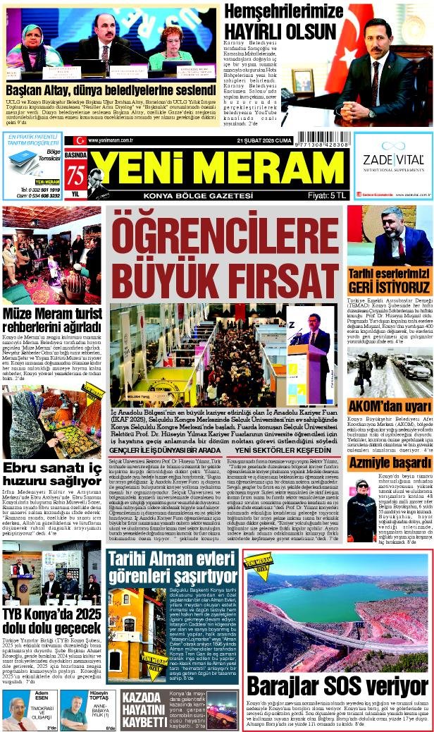 21 Şubat 2025 Yeni Meram Gazetesi