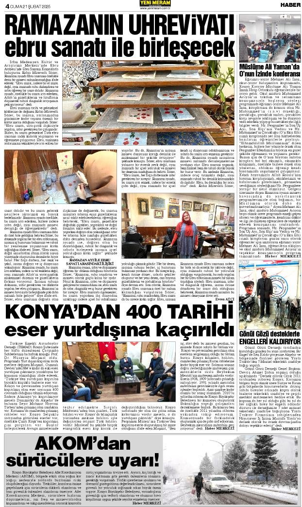 21 Şubat 2025 Yeni Meram Gazetesi