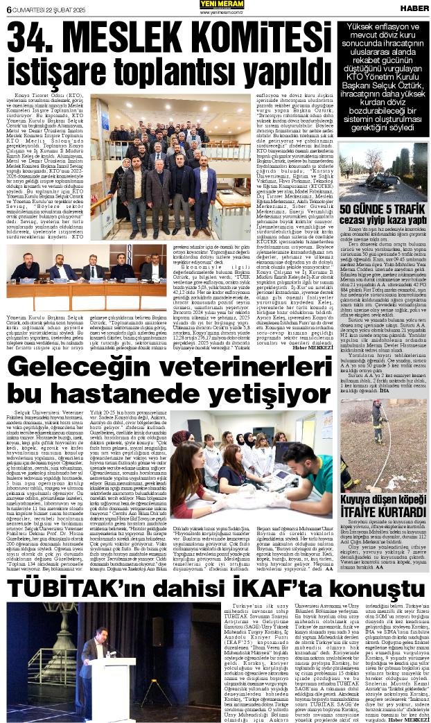 22 Şubat 2025 Yeni Meram Gazetesi