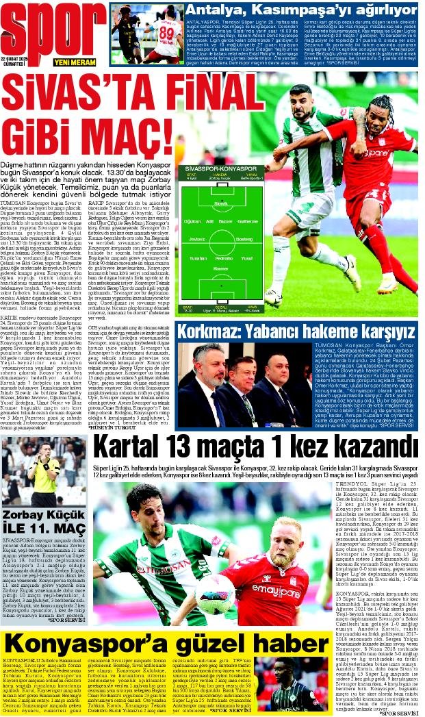 22 Şubat 2025 Yeni Meram Gazetesi