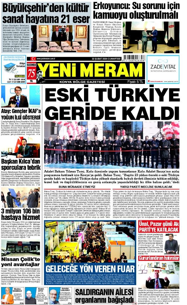 22 Şubat 2025 Yeni Meram Gazetesi