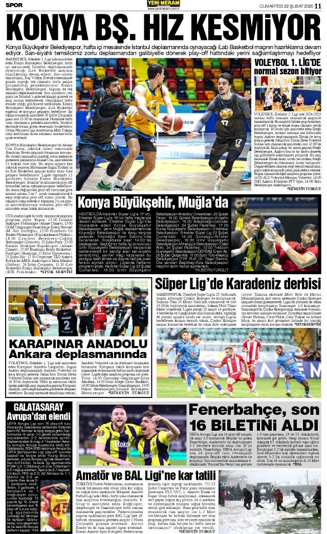 22 Şubat 2025 Yeni Meram Gazetesi