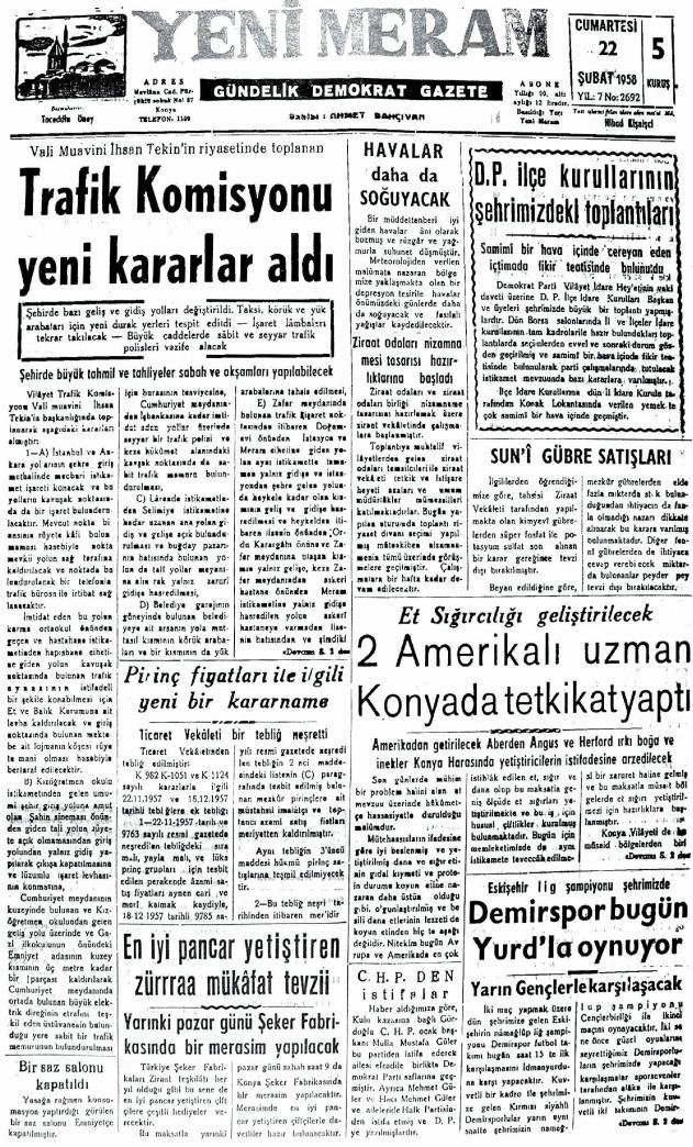 22 Şubat 2025 Yeni Meram Gazetesi