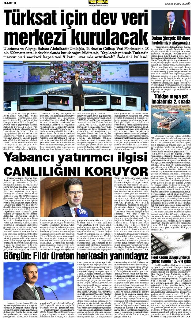 25 Şubat 2025 Yeni Meram Gazetesi
