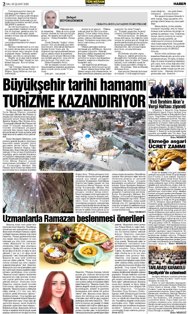 25 Şubat 2025 Yeni Meram Gazetesi
