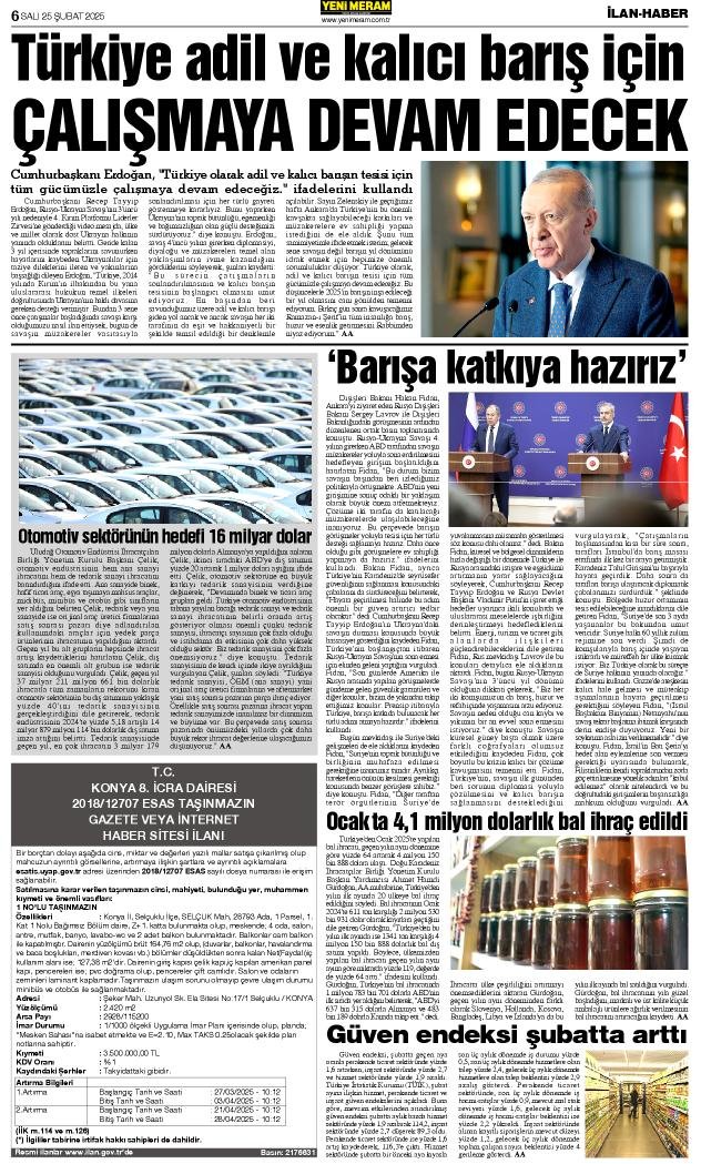 25 Şubat 2025 Yeni Meram Gazetesi
