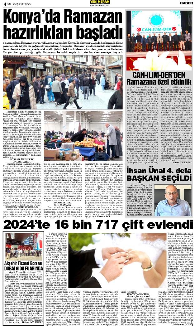 25 Şubat 2025 Yeni Meram Gazetesi
