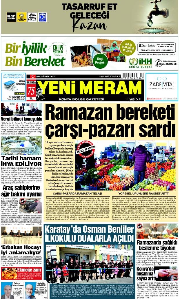 25 Şubat 2025 Yeni Meram Gazetesi
