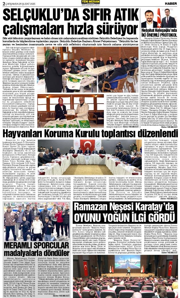 26 Şubat 2025 Yeni Meram Gazetesi
