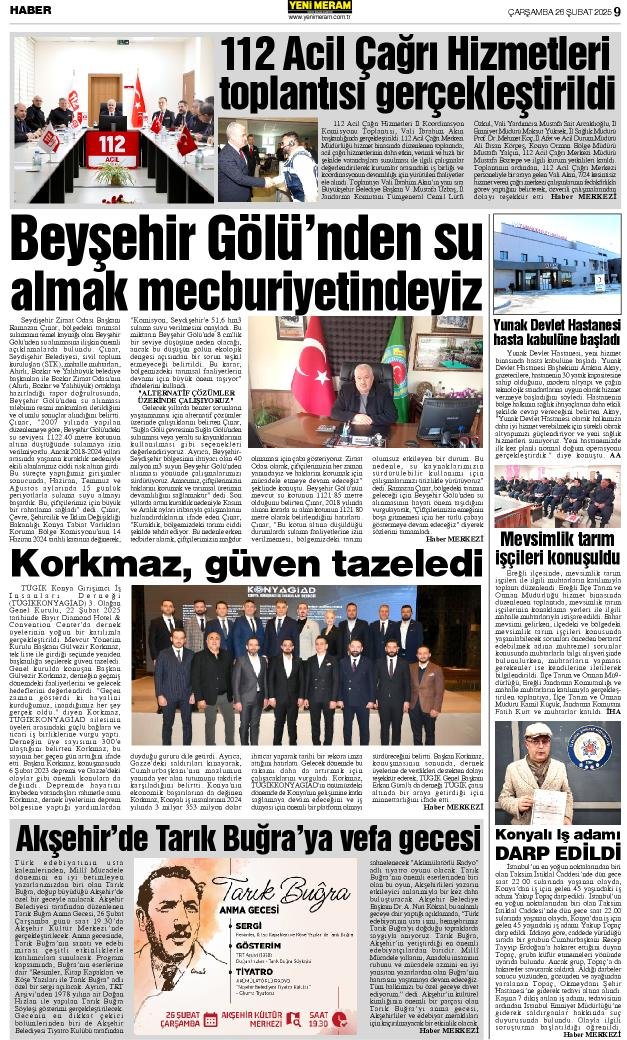 26 Şubat 2025 Yeni Meram Gazetesi
