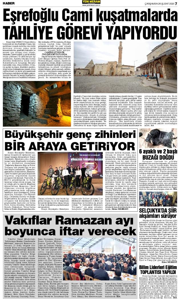 26 Şubat 2025 Yeni Meram Gazetesi
