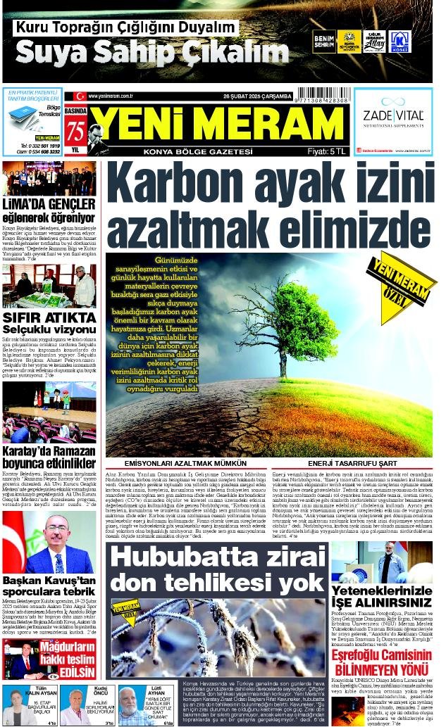 26 Şubat 2025 Yeni Meram Gazetesi
