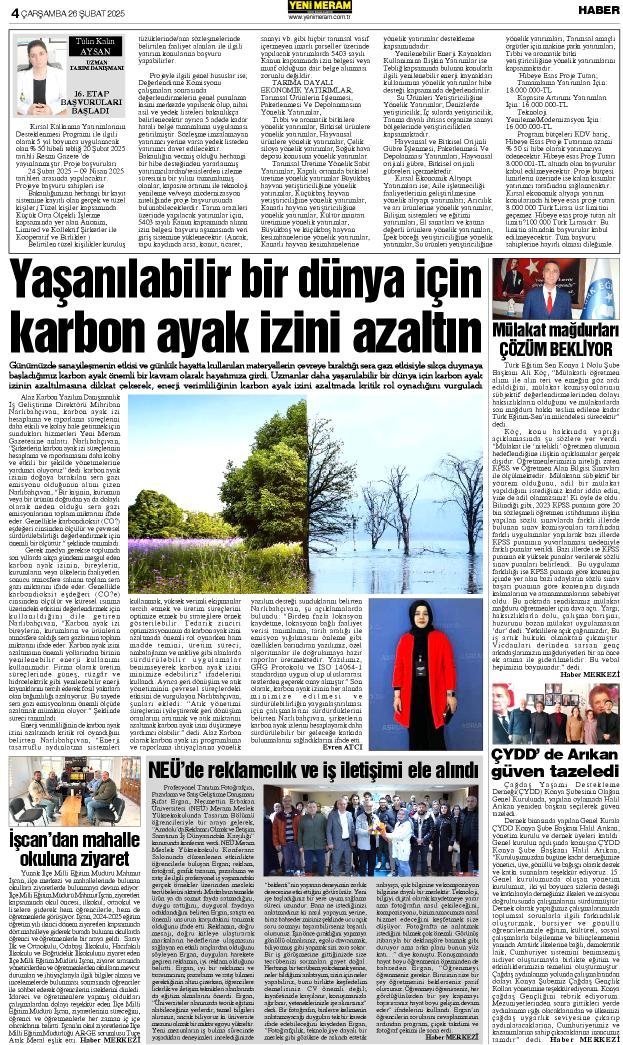 26 Şubat 2025 Yeni Meram Gazetesi
