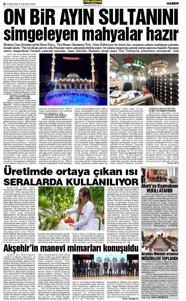 27 Şubat 2025 Yeni Meram Gazetesi