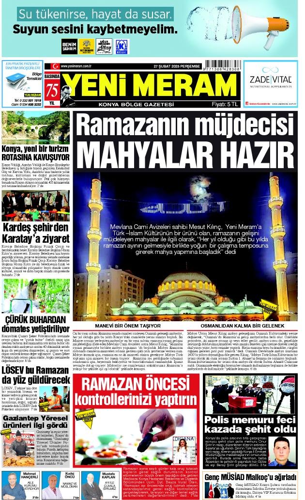 27 Şubat 2025 Yeni Meram Gazetesi